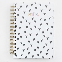 Scattered Hearts Print Spiral Notebook By Caroline Gardner